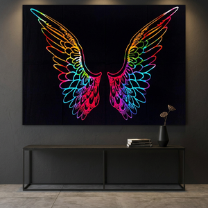 Tapiz Psicodélico Bohemio con Alas de Ángel, Estampado Hippie, 100% Algodón, Tamaño Queen, Personalizable, para Colgar en la Pared - Product Image 1
