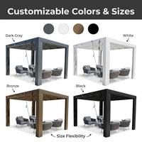 Pergola en alliage d'aluminium avec cadre anti-corrosion, mécanisme à lamelles, options de couleur et de taille personnalisables, finition thermolaquée.