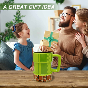 Taza de Cerámica con Diseño de Tubería de Agua de Super Mario, con Cuchara, Reutilizable, Apta para Lavavajillas y Microondas, Color Sólido, Regalo de Cumpleaños o Navidad para Amigos y Niños - Product Image 4