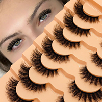 7 paires Europe naturel Faux cils de vison paquet personnalisé cils végétaliens en gros