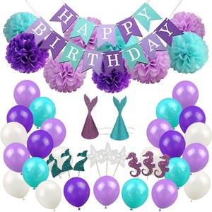 Set de Decoración de Fiesta de Cumpleaños con Temática de la <span class=keywords><strong>Sirenita</strong></span>, Globos de Látex con Cola de Sirena y Gorro para Fiesta Infantil - Product Image 1