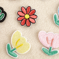 Patch thermocollant 3D brodé en PVC et feutre non tissé, motif fleurs de dessin animé, style coréen, pour chapeaux et vêtements