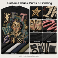 T-shirt personnalisé OEM ODM avec motif de dessin animé unique pour marque de streetwear, impression de lettres en strass, tee-shirt décontracté pour homme