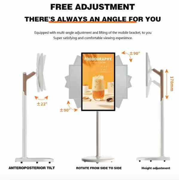 Android 13 27 Inch Smart Portable TV Battery-powered Thin Display Screen Removable Rotating Touch Wireless Connection