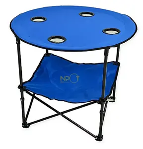 Npot Outdoor Opvouwbare Camping Strand Ronde Tafel Met 4 Bekerhouder