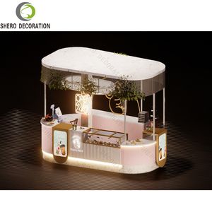 Kiosque de café vitrine d'affichage de gâteau moderne d'intérieur compteur d'affichage doux kiosque mobile en bois de nourriture pour le centre commercial - Product Image 1