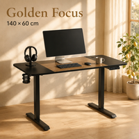 Bureau de travail électrique réglable en hauteur AOR, surface en PVC, montage facile, crochet pour casque en bois, cuir PU, en forme de Z, vente en gros d'usine