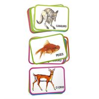 Cartes d'apprentissage personnalisées en papier d'art 300 g/m² – Flashcards espagnoles avec anneau/porte-cartes – Jeu familial double face écologique pour enfants