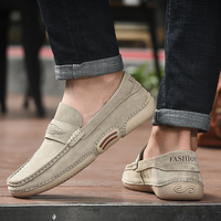 Vente directe d'usine de nouveaux mocassins décontractés en daim et cuir véritable, taille plus, à enfiler