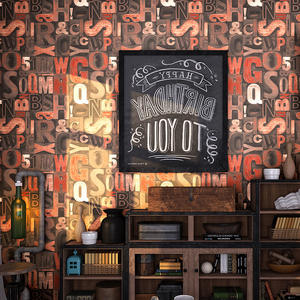 Carta da Parati Moderna in PVC Impermeabile con Motivi Geometrici e Lettere <span class=keywords><strong>Inglesi</strong></span> per Uso Domestico - Product Image 3