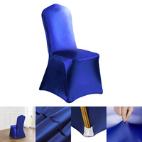 Housses de chaise de banquet en satin de luxe en gros, estampées à chaud or, pour hôtels, mariages et événements, extensibles, élégantes, métalliques, résistantes aux plis