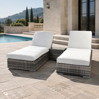 Chaise longue Audu, la plus tendance, moderne et contemporaine, en résine et rotin, pour piscine, extérieur, hôtel et jardin