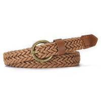 Ceinture fine décontractée pour femme avec boucle ardillon en alliage, cordon tressé ciré, largeur 1,8 cm, longueur 105 cm, pour robes, manteaux et jeans