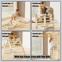Kinder-Klettergerüst für Dreieck-Set Faltbares Indoor-Turngerät (Grau) |   Montessori Klettergerüst für Kleinkinder Wandtreppe Sicher