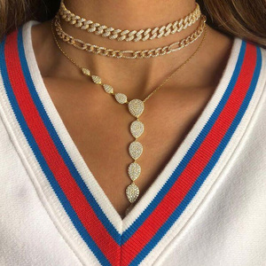 Micro pave cz helado bling punky enlace cubano collar de gargantilla de cadena - Product Image 1