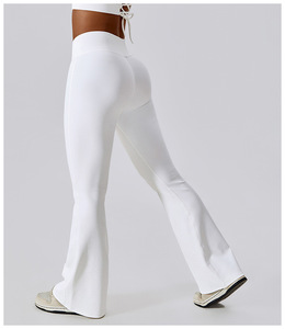 Pantalons de yoga taille haute sans couture pour femmes Leggings Leggings à taille croisée à motif solide - Product Image 6