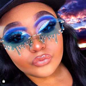 Nouveautés 2020, lunettes de soleil steampunk uniques pour hommes et femmes, sans monture, UV400, lunettes de soleil colorées en forme de larme - Product Image 4