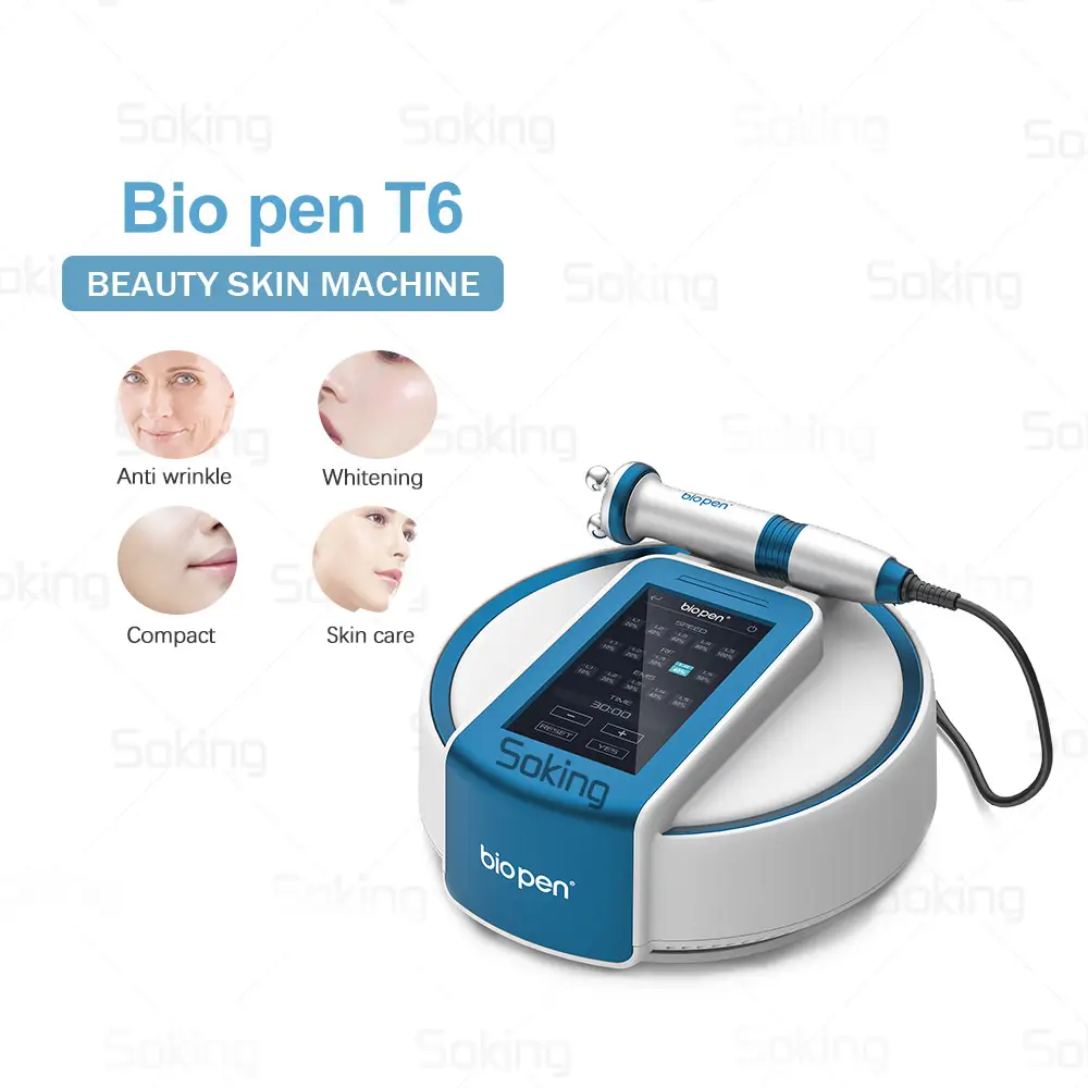 Электрический массажер T6 Bio Pen, радиочастотный Электрический массаж кожи с синим светом, 1 МГц