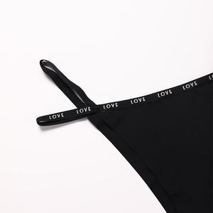Conjuntos negra de lencería sexy para mujer con diseño de logotipo personalizado Conjunto de sujetador y bragas entrecruzados con estampado de correas de letras - Product Image 5