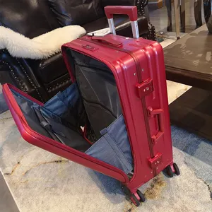 旅行手推车前部打开行李手提箱笔记本电脑口袋商务箱包
