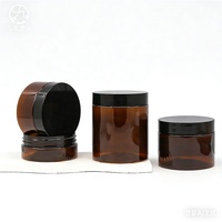 Pots en plastique PET ambrés de 50 ml à 500 ml pour crèmes, contenants alimentaires et cosmétiques recyclables avec couvercles à vis, emballage pour soins de la peau