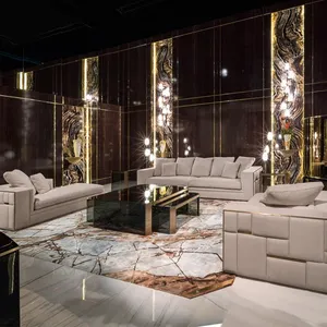 豪华家具现代迪瓦尼真皮家庭房沙发套装设计客厅家具套装现代沙发