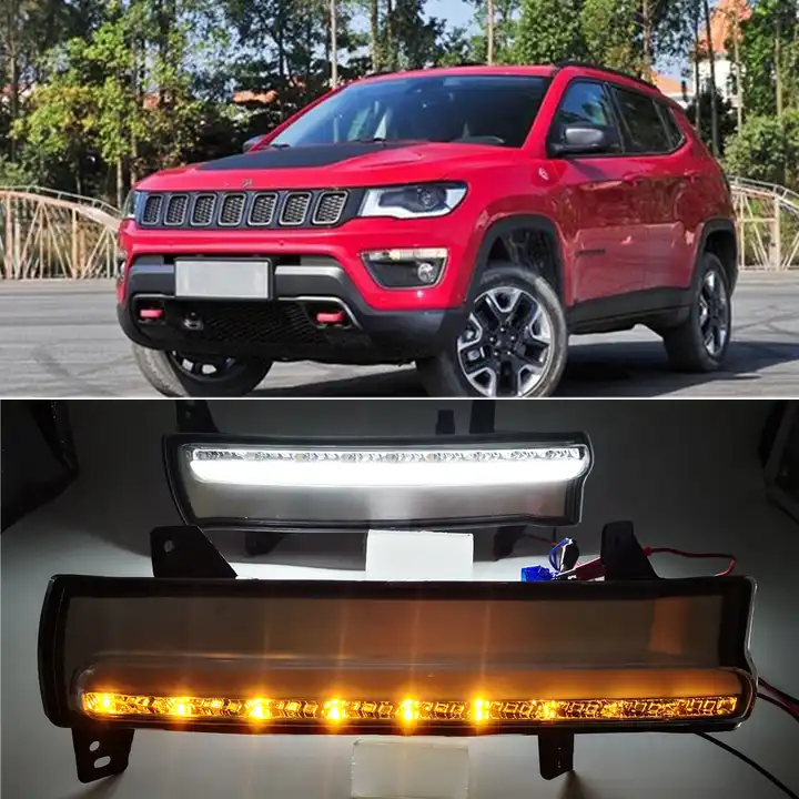 tagfahrlicht für jeep kompass 2017 2018 2019 2020 dynamische gelbe  blinklicht stil relais 12v führte auto drl nebels chein werfer