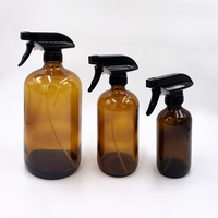 Bouteille Boston transparente de 2/4 oz, 8 oz, 500 ml avec bouchon métallique, diffuseur, 60 flacons en verre ambré de 16 oz, 250 ml, 4 oz, 500 ml avec pulvérisateur