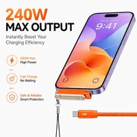 Kabel Data Pengisian Daya Cepat Tipe-C 2-in-1 Lepas Pasang, Penyangga 360 Derajat, Bahan Nilon, Kompatibel IOS untuk Meja, Gaming, Kantor, Mobil