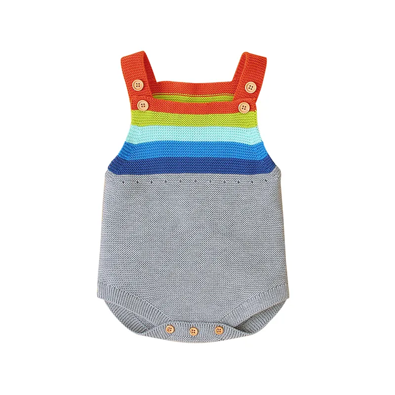 Low MOQ OEM Baby Kleidung Organizer Junge Mädchen Süße Hosenträger Body suits Kinder Regenbogen Print Tank Stram pler bebes Barboteuse