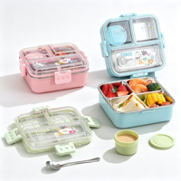 3-Fach Edelstahl Bento Lunchbox Auslaufsicher BPA-Frei Lebensmittelbehälter Mit Saucenbecher für Schule Büro Kinder