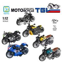 HTL 1:12 Moto miniature en alliage à rétrofriction avec lumières et sons, jouet en métal moulé sous pression pour garçons
