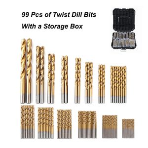<b>Titanium</b> Twist <b>Drill</b> <b>Bits</b> 1.5-10mm Straight Shank Woodworking Set With Storage Box - Product Image 1