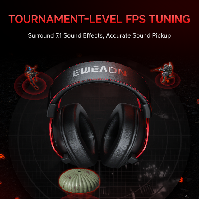 Forwarder Crimson Blaze 5 Gaming Headset - Over-ear  Wireless 5-GHz Wireless Headset for FPS - Delta 7.1 Watt