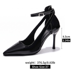 Nouvelles Chaussures Femme de Luxe Style Design Pointu Sexy à Talons Hauts Fins en PU avec Talon Fixe et Col Montant Cheville A-MZ-03 - Product Image 4