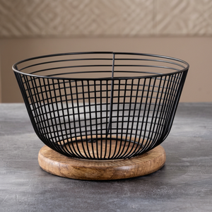Panier de rangement rond en métal, design minimaliste pour l'organisation de la cuisine, fil de fer durable - Product Image 5