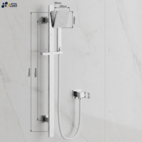 Rail de douche coulissant réglable en laiton certifié à faible teneur en plomb, avec douchette à fonction unique et jet de pluie doux, finition chromée pour salle de bain