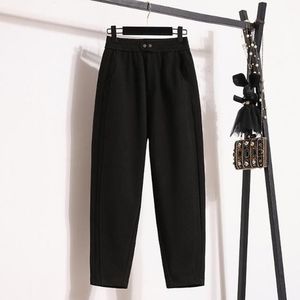 Harem <b>Pants</b> Women Plus Size High Waisted Elastic Waist Fleece <b>Lined</b> Warm Casual <b>Pants</b> Autumn Winter Style - Product Image 4