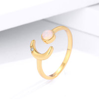 Amiee Jewelry Bagues ajustables pour couple Bagues opale Bague lune en argent sterling 925 avec zircon