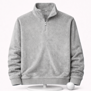 Sudadera de Golf Personalizada con Bordado, de Felpa de Poliéster y Algodón, Manga Larga, Estilo Atlético, con Cierre de Cremallera de un Cuarto - Product Image 1