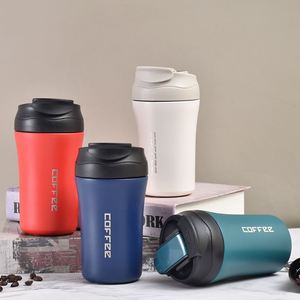 Custom with Brand Logo 400ML Stainless Steel Coffee Cup Double Wall Travel Office Coffee <b>Mug</b> Thermos Vacuum Cup With Straw Lid - Product Image 4