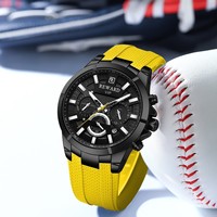 Montre sport à quartz pour homme Reward 831512M, boîtier en alliage, bracelet en silicone, verre minéral renforcé, résistance à l'eau 30M, affichage à aiguilles