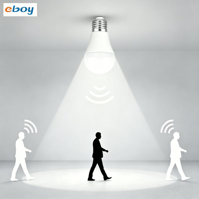 E27 B22 A60 9W 806Lm LED AC Auto-On off Radar Motion Sensor Light Bulbs for  Porch Garage Hallway Security Light