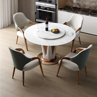 Ensemble de table et de chaises à manger modernes en bois stable, convertible, pour hôtel, villa, maison, avec bord poli