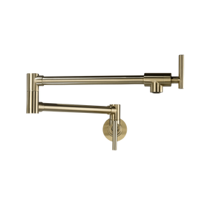 Robinet de cuisine noir mat mural à double poignée avec bras articulé pliable en laiton pour remplissage de casseroles pour évier de cuisine - Product Image 3