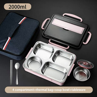 IKITCHEN Assiette à compartiments avec injection d'eau, bol à soupe isotherme, assiettes en acier inoxydable de qualité alimentaire pour restaurant et bureau