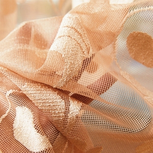 <span class=keywords><strong>Tende</strong></span> in pizzo ricamato in oro lavorate a maglia <span class=keywords><strong>giallo</strong></span> <span class=keywords><strong>chiaro</strong></span> con foglie in Voile trasparente in poliestere - Product Image 5