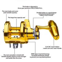 Moulinet de pêche à la traîne PRO BEROS 5.7:1 Haute vitesse en aluminium usiné CNC Moulinet de jigging 40LB Max Drag Roue de pêche en mer Poignée en T Pesca
