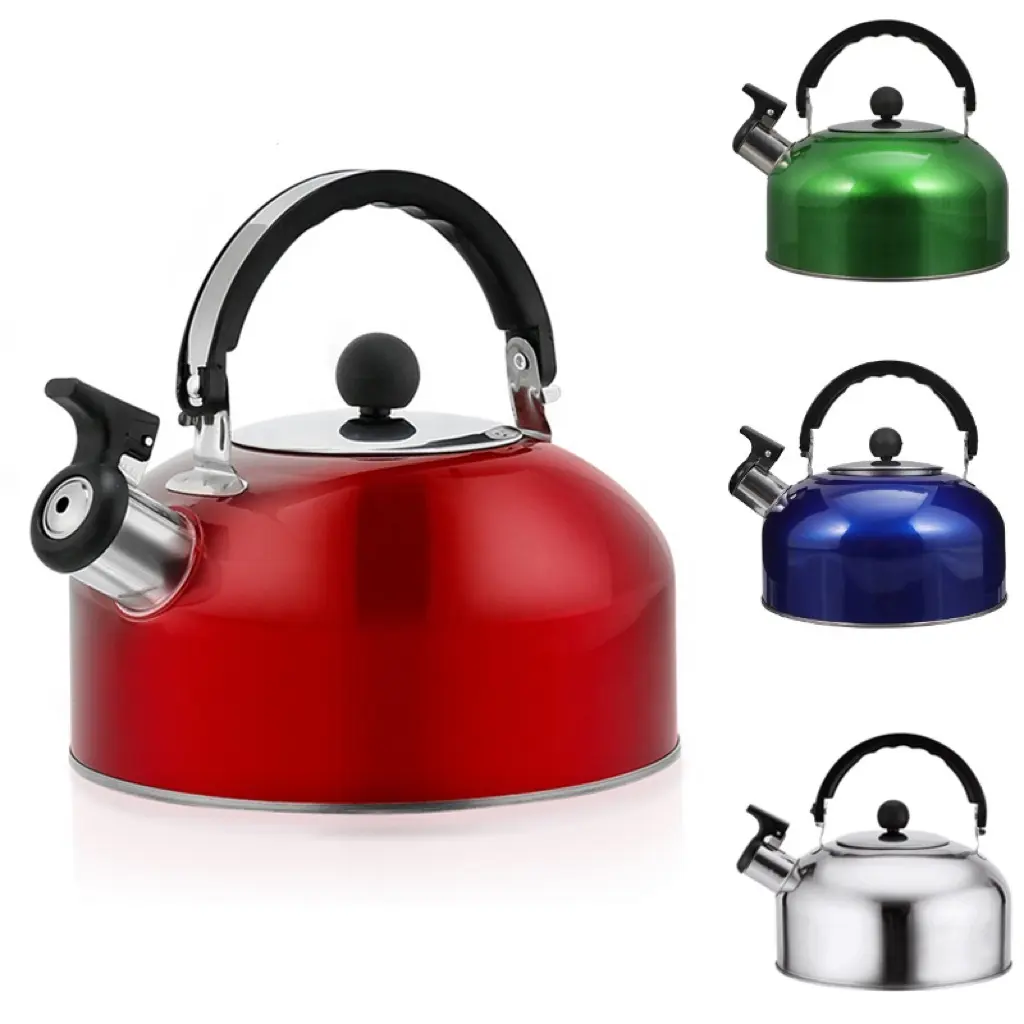 2024 New Factory Cheap Price Economic Kettle with Color Painting Stainless Steel Whistling Tea and Coffee Bottle Kettle