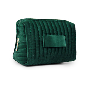 Vente chaude, trousse de maquillage en velours personnalisée avec logo, grande capacité, fermeture éclair, trousse de toilette - Product Image 2